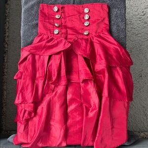 Chic Asymmetrical Red Women's Skirt short in front long in back